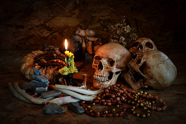 istock Still life with skull and death. 502580356