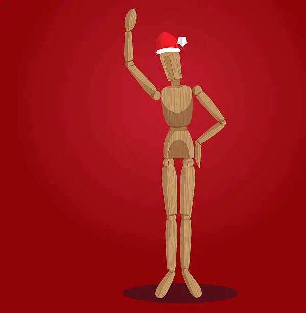 Vector illustration of wood dummy Merry Xmas