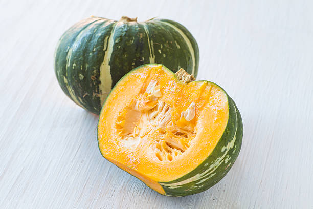 Kabocha , is Japanese pumpkin or green pumpkin Kabocha, is Japanese pumpkin slice or green pumpkin on white background kabocha stock pictures, royalty-free photos & images