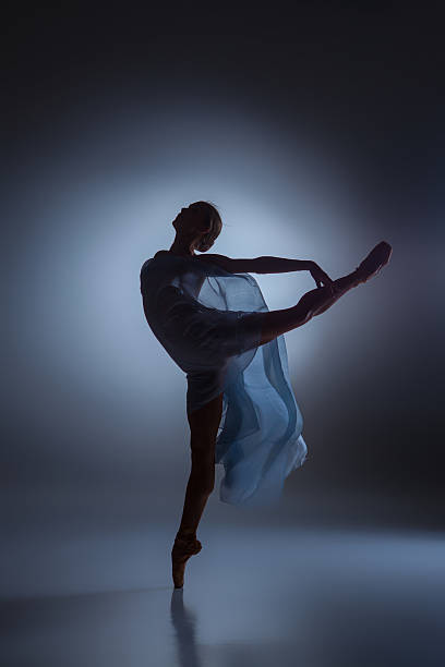 istock The beautiful ballerina dancing with blue veil 502581142