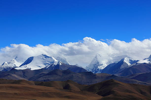 Himalayas-Lapche or Labuche Kang Himal. L.to R.= Colangma 6952 ms.+Gyao Kang 6720 ms.+P.6850 I+P.6850 II. From Tong La pass 5120 ms.-Friendship Hway.betwwen Tingri and Nyalam towns-Nyalam county-Tibet