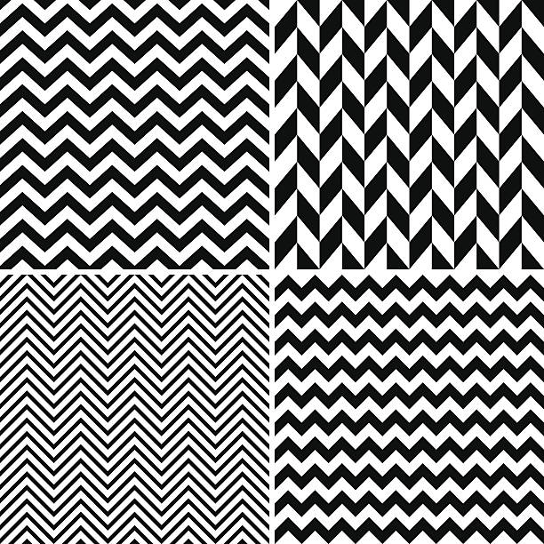 Seamless chevron patterns Four seamless chevron patterns. zigzag stock illustrations