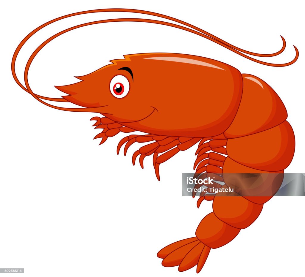 Crevettes dessin animé mignon - clipart vectoriel de Aliment libre de droits