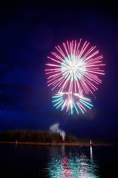 Fireworks Over Water stock photo