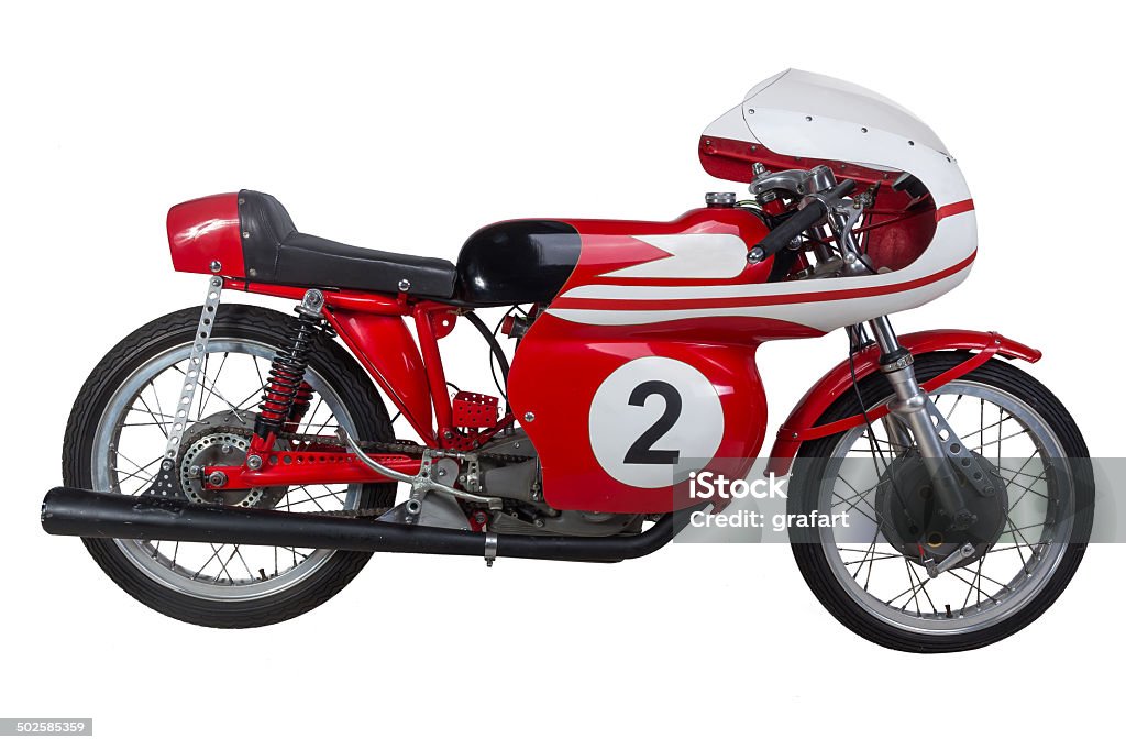 Race motorbike vintage italian race motobike isolated on white background Motorcycle Stock Photo