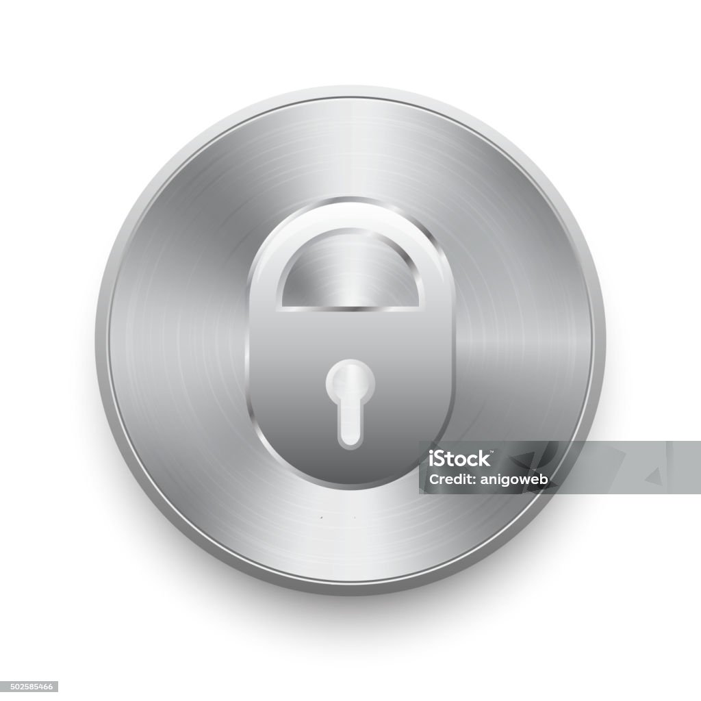 Iron Lock Vector Iron Lock On The Metal Button Stock Illustration - Download Image Now ...
