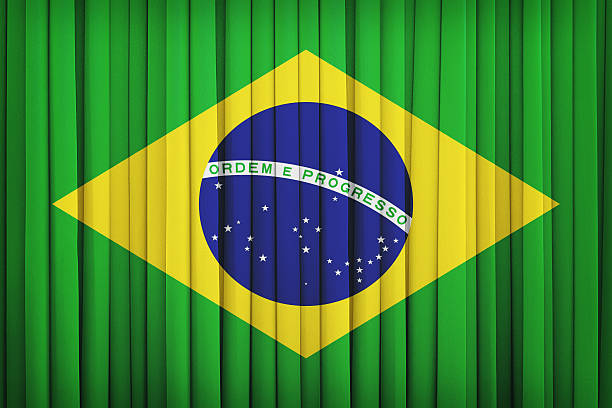 istock Brazil flag pattern on the fabric curtain,vintage style 502586724