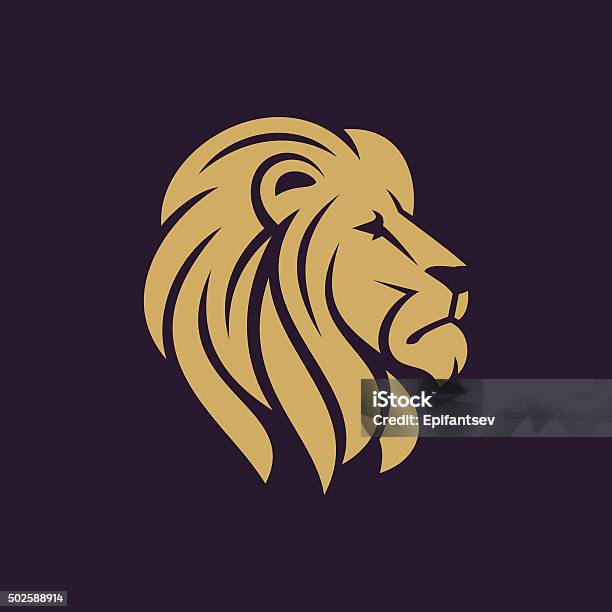 Lion Head Icon In One Color Stock Illustration - Download Image Now - Lion - Feline, Leo, Icon Symbol