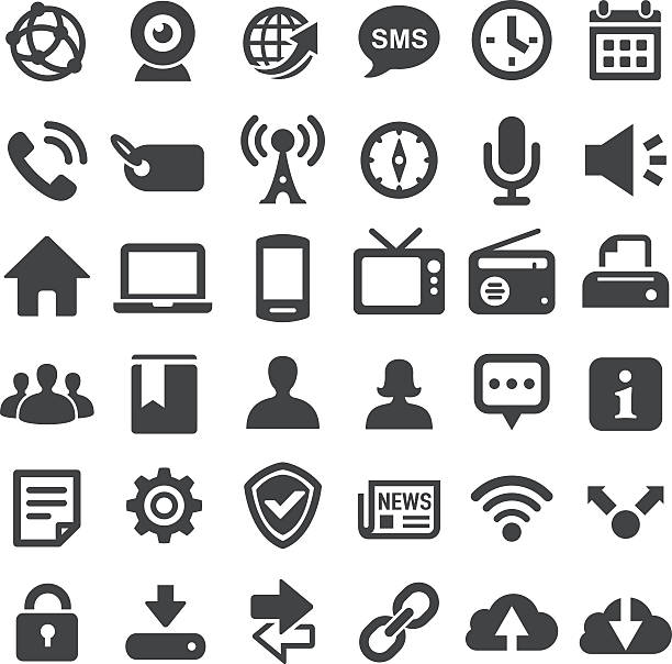 soziale technologie icons-big series - computer network television broadcasting earth globe stock-grafiken, -clipart, -cartoons und -symbole