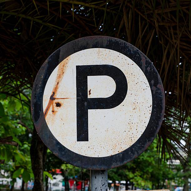 istock Old car park sign 502599545