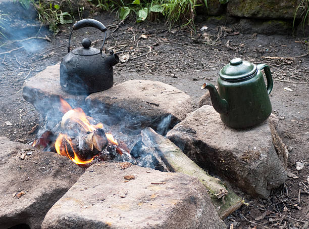 istock Travellers campfire with kettle and teapot 502605272