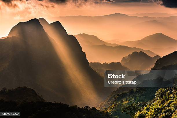 Raylight Sunset Landscape At Doi Luang Chiang Dao Stock Photo - Download Image Now - 2015, Activity, Adult