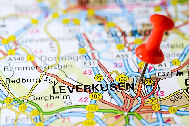 European cities on map series: Leverkusen