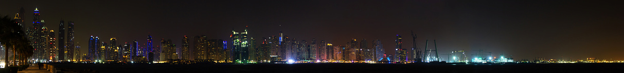 The beauty panorama of all Dubai Marina coast. UAE.