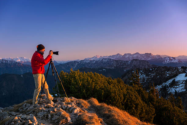 Nature photographer in the mountains
