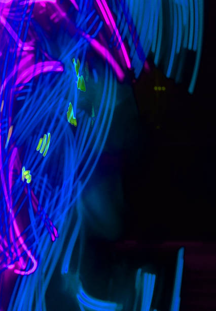 istock Colorful LED Light Lines on Black Background 502613462
