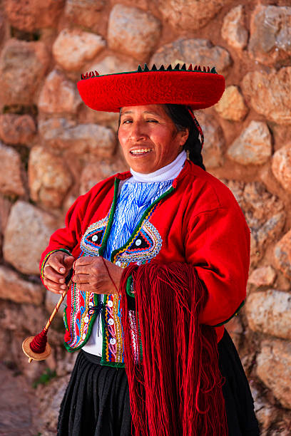 istock Peruvian woman spinning wool by hand, Sacred Valley, Peru 502617105