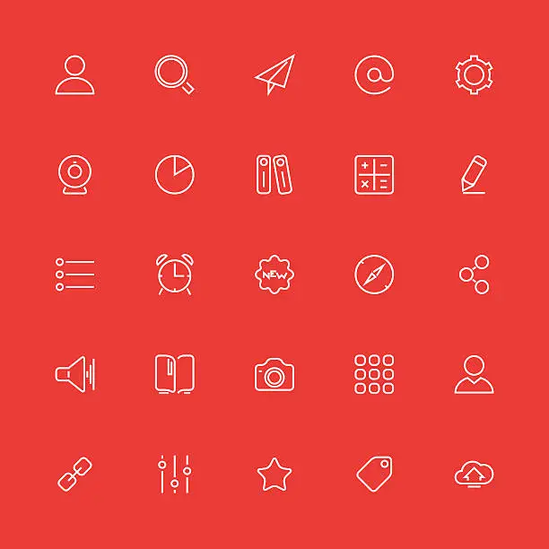 Vector illustration of Set of thin icons. Style lines. Vector ui, web, app.