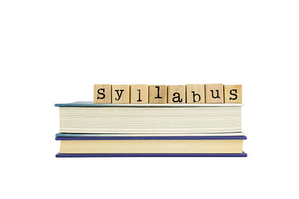 Syllabus ワード木にスタンプとブック ストックフォト