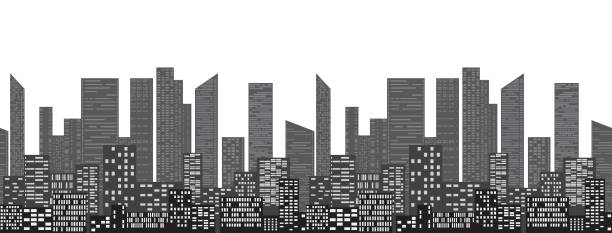 istock Seamless border with urban skyscrapers and houses 502618816