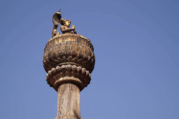 Photo taken of a central stumbh/pillar found in the Durbar Square in Kathmandu. Taken in December 2013