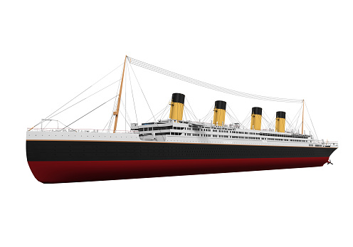 RMS Titanic isolated on white background. 3D render