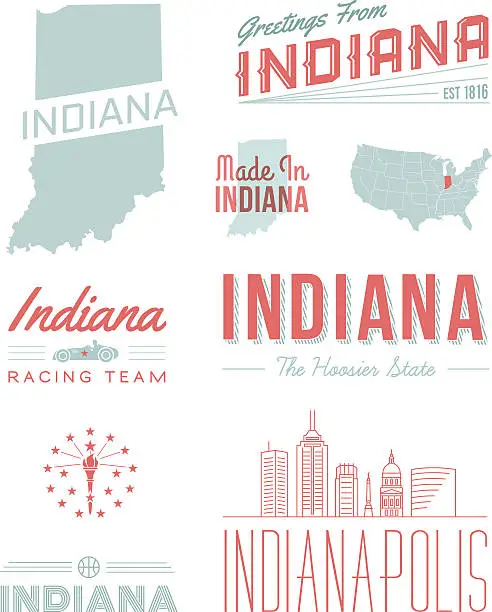 Vector illustration of Indiana Typography