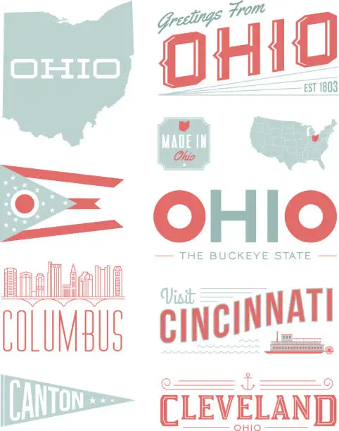 Vector illustration of Ohio Typography