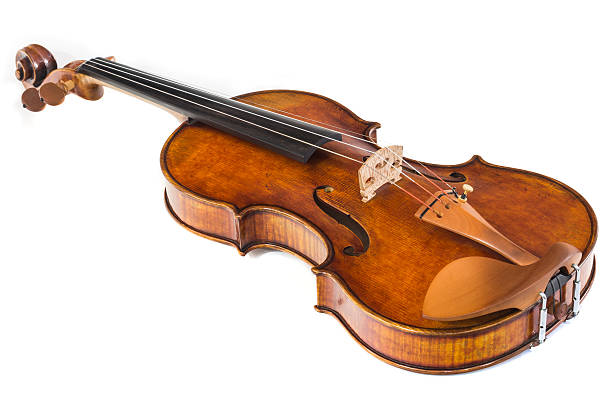 istock Antique violin isolated on the white background 502621201