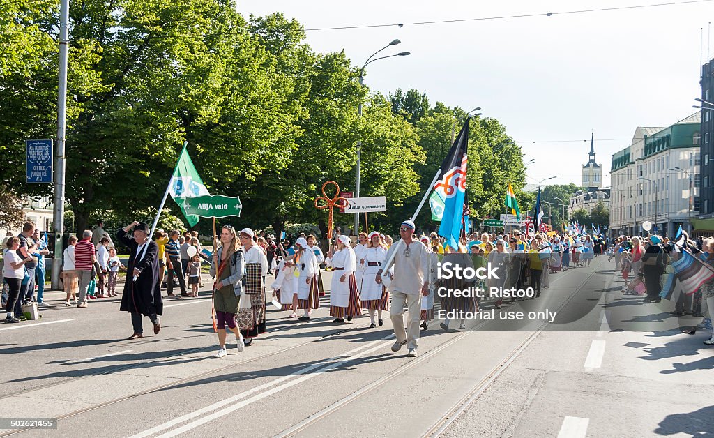 Parade of Estonian national song festival in Tallinn, Estonia Tallinn, Estonia - July 05, 2014: Parade of the Estonian XXVI National song and dance festival called Aja Puudutus, Puudutuse Aeg in Tallinn, Estonia on July 05, 2014 2014 Stock Photo