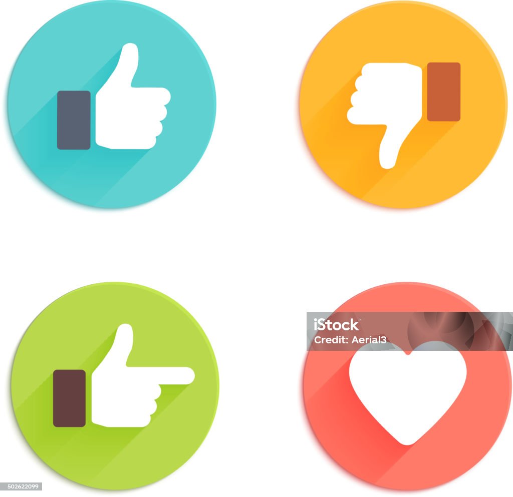 Set of glossy internet icons Thumbs up icons set. Flat style social network vector icon for app and web site Thumbs Up stock vector
