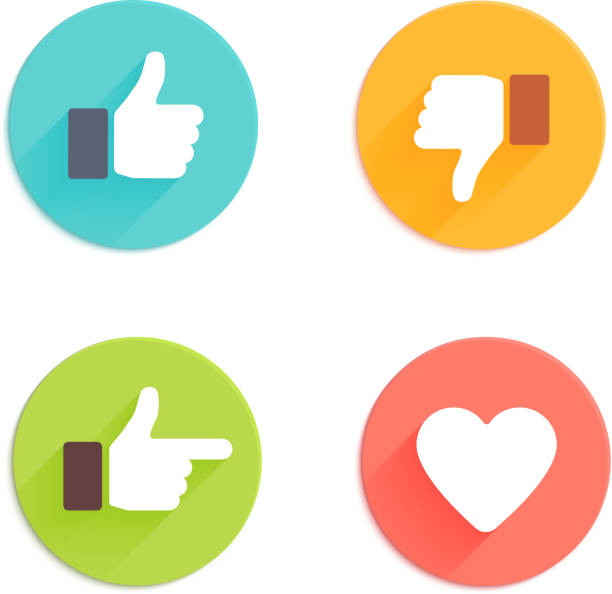 Set of glossy internet icons Thumbs up icons set. Flat style social network vector icon for app and web site bad heart stock illustrations