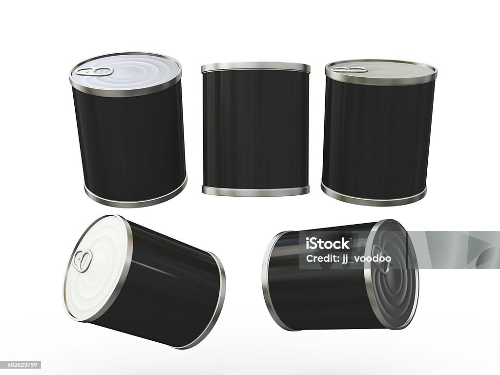 Black label food can with pull tab, clipping path included General can  packaging  with black blank label  for food product ,ready  for  your design or artwork, clipping path included Airtight Stock Photo