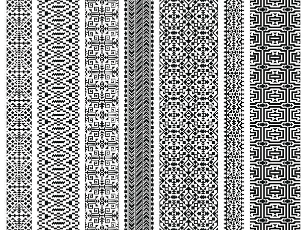 набор бесшовный узор в этническом стиле - part of aztec design element seamless stock illustrations