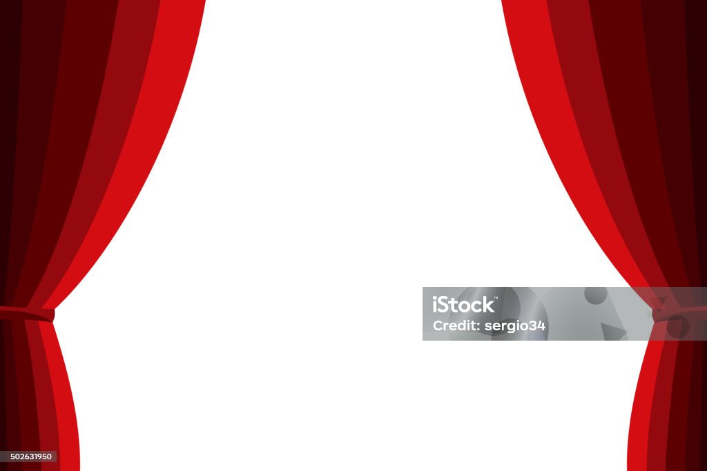 Red curtain opened on a white background. - Royalty-free Gordijn vectorkunst