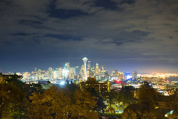 istock skyline and cityscape from forest at twilight 502633568
