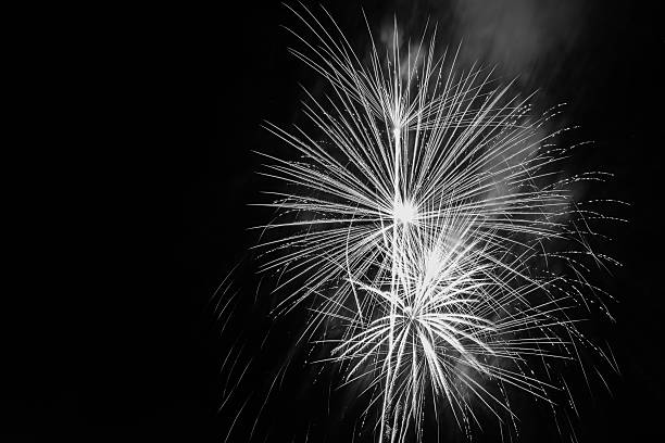 istock Fireworks display photographed in black and white. 502633992