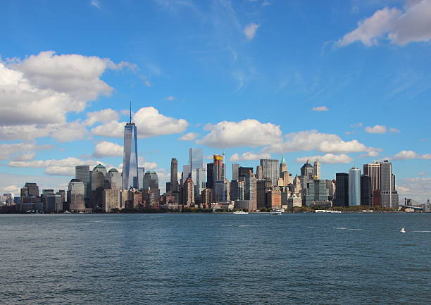 istock Manhattan Downtown Skyline from Seaside with Blue Sky 502636744