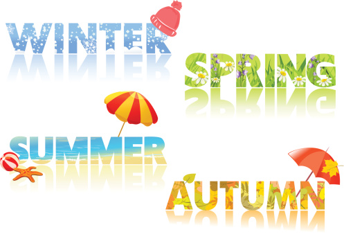 four seasons, text, isolated. vector illustration