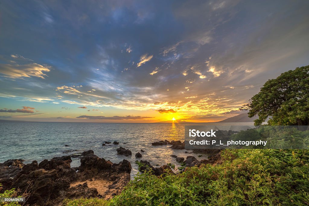 Kamaole sunset Sunset from Kamaole beach on the island of Maui, Hawaii Lanai Stock Photo
