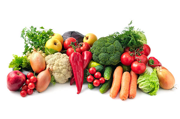 fresh fruits and vegetables stock photo