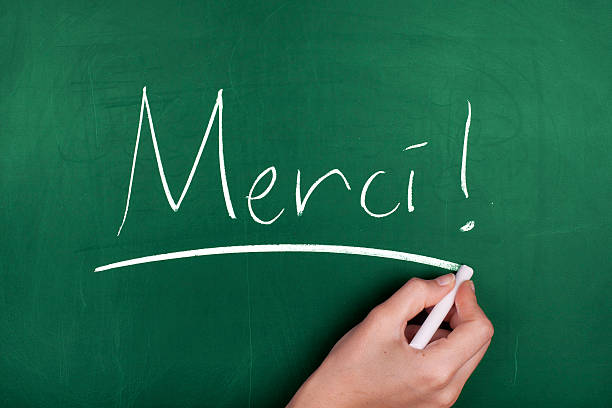 merci - french culture text classroom learning foto e immagini stock