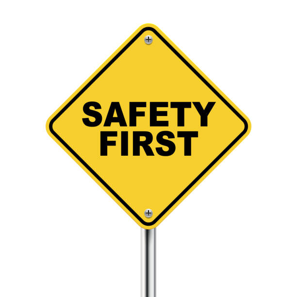 istock 3d illustration of safety first road sign 502642283