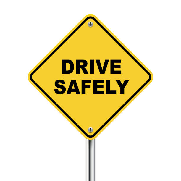 istock 3d illustration of yellow roadsign of drive safely 502642541