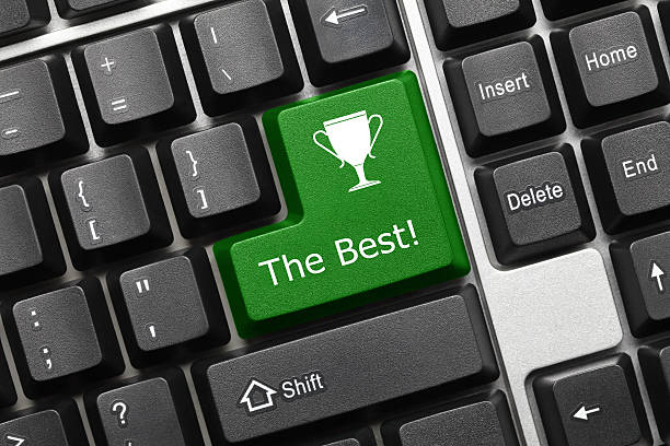 Close-up view on conceptual keyboard - The Best (green key)