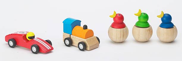 Selection of Colourful Wooden Toys stock photo