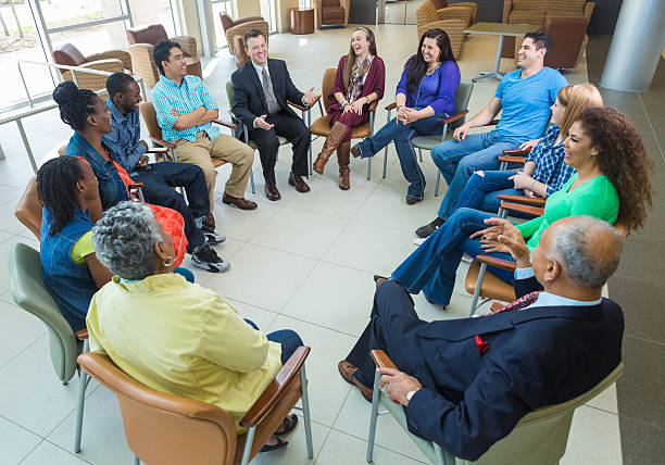 istock Support or therapy group meeting to have discussion together 502643485