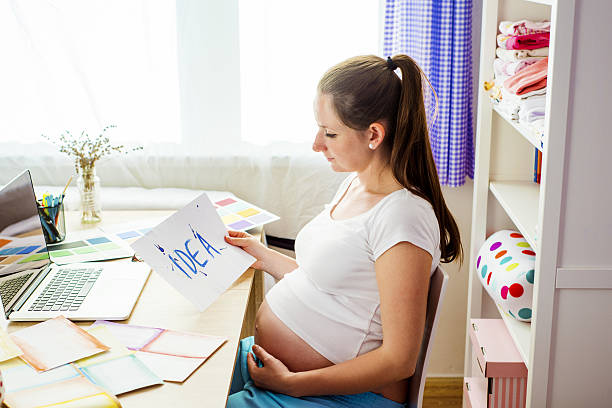 istock Pregnant woman working from home 502643619