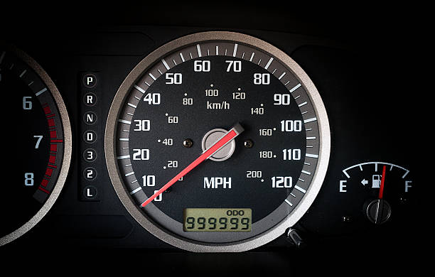 istock Car dashboard odometr with 999999 miles on odometr 502643689