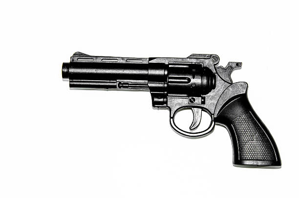 istock Black handgun isolated on a white background 502644501